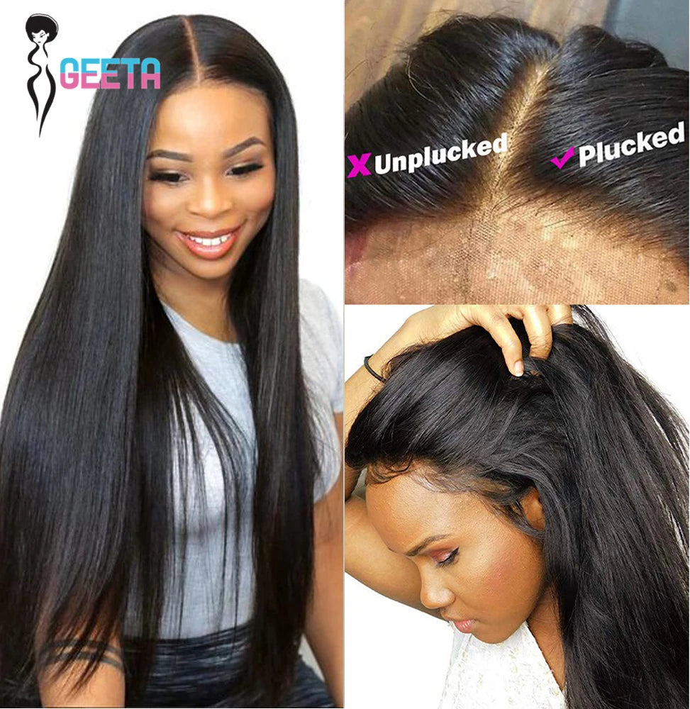 Hd Lace Frontal Wig 13x6 Lace Front Wig Human Hair 30Inch Bone Straight Transparent Lace Human Hair Wigs HD Lace 4x4 Closure Wig