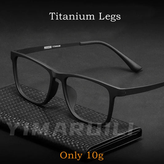 YIMARUILI Ultra Light Fashion Square Comfortable Big Eyeglasses Pure Titanium Optical Prescription Men's Glasses Frames HR3068