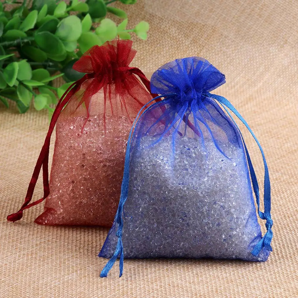 50/100pcs/lot Organza Gift Bag For Jewelry 24 Colors Drawstring Pouches For Wedding Christmas Candy Gift Bags Jewelry Packing