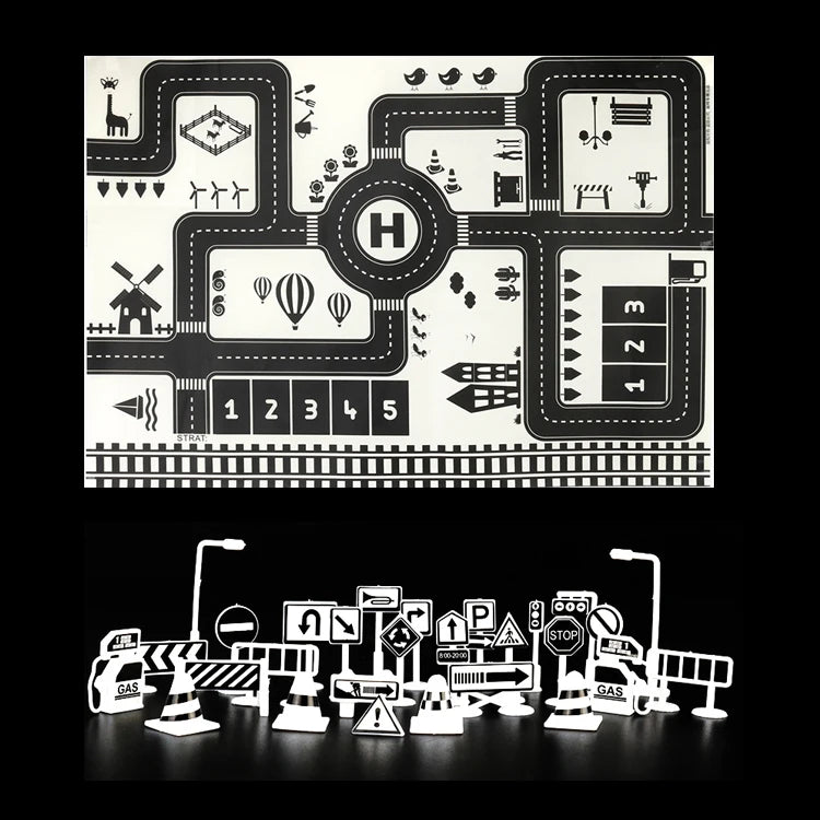 Детский игровой коврик, карта дорог городского движения, коврик, дорожная карта городской парковки, дорожные знаки, детский игровой коврик для скалолазания