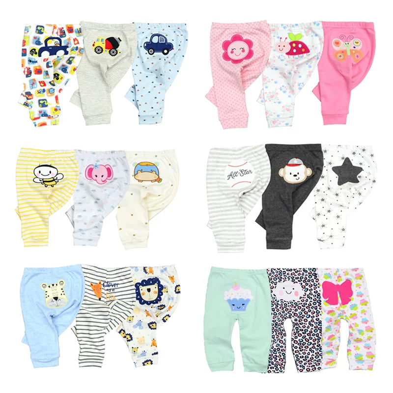 3/4/5PCS/LOT Newborn Pants Cartoon four seasons Baby 100%Cotton Soft Girl Pants Baby Boy trousers Pants 0-24M