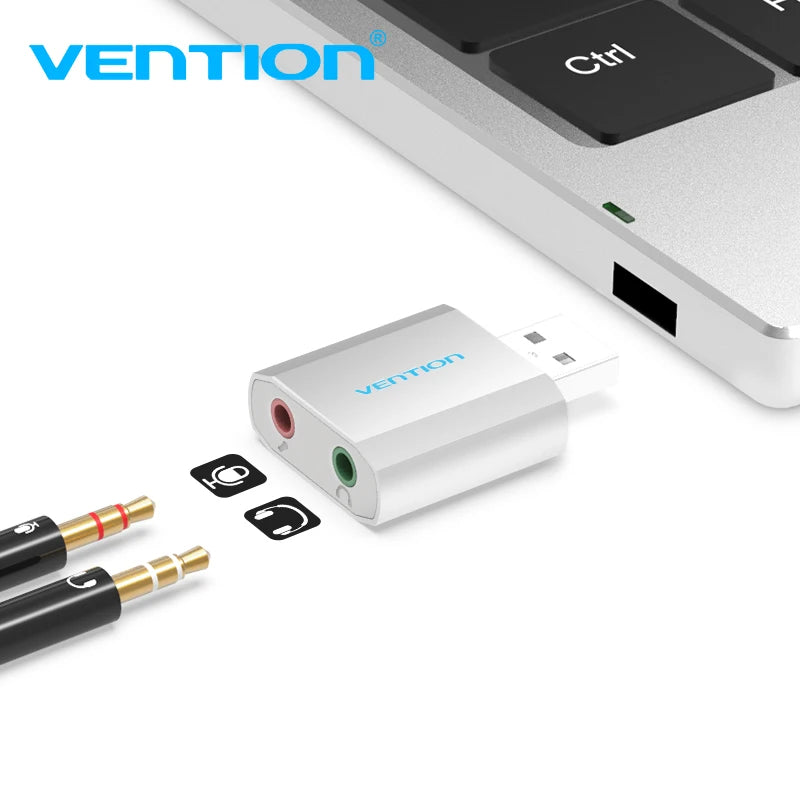 USB-звуковая карта Vention USB-аудиоинтерфейс, адаптер для наушников, звуковая карта для микрофона, динамика, ноутбука, PS4, компьютера, внешняя звуковая карта