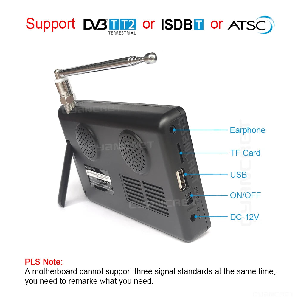 LEADSTAR Pocket TV D5 5 дюймов DVB-T2 ATSC ISDB-T TDT цифровой и аналоговый мини-телевизор для автомобиля портативный телевизор с поддержкой USB TF AC3