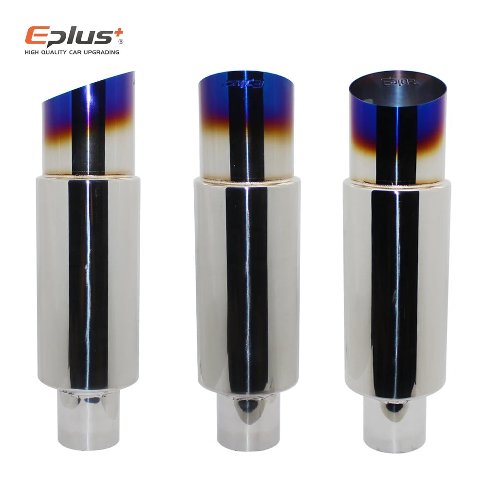 EPLUS Car exhaust pipe muffler Tail Pipe Universal High Quality Stainless Steel Interface 51 57 63MM Exhaust System End