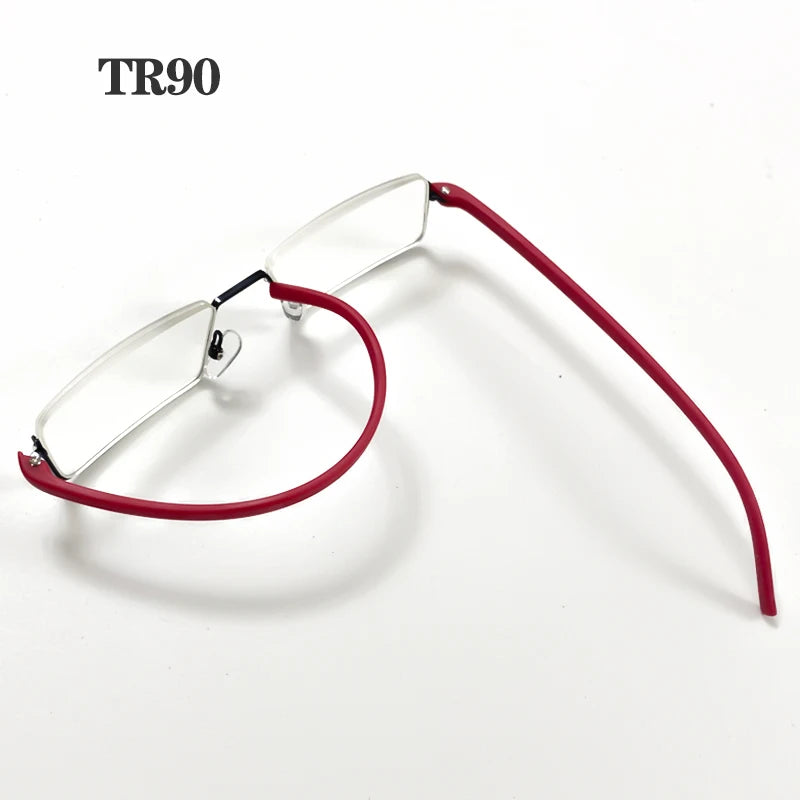 May Flower Metal Anti-Blue Light Reading Glasses Men Half Frame Prescription Eyeglasses Male TR90 Eyewear With Case óculos +1.75