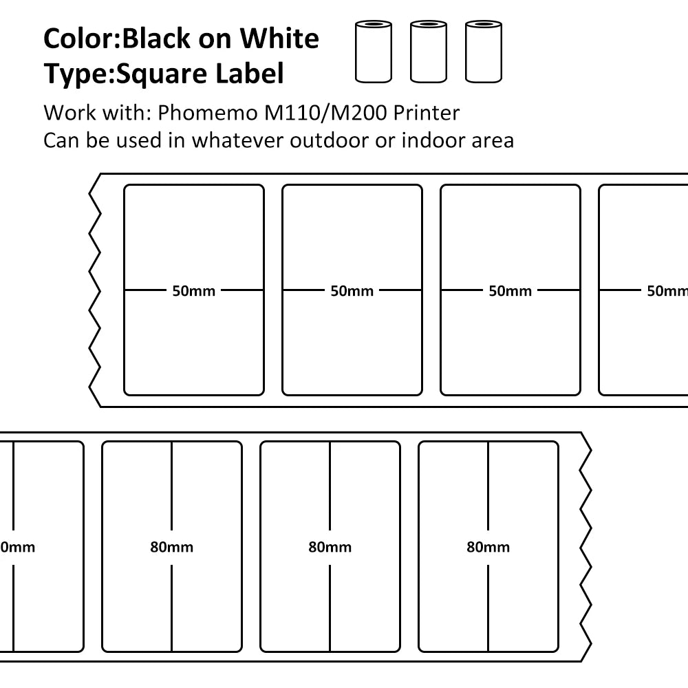 Многоцелевые термоэтикетки Phomemo Paper для принтера этикеток M110 M200 M220, самоклеящаяся бумага, круглая, квадратная, для печати, самоклеящаяся бумага