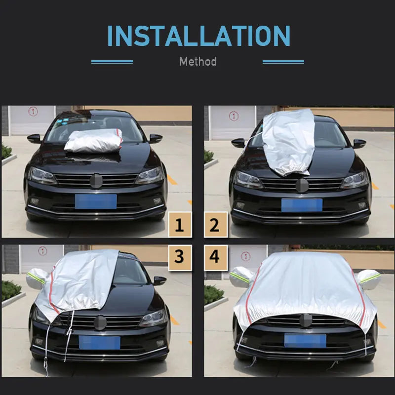 Universal Half Car Cover Waterproof Outdoor Cover Oxford Sun Rain Uv Protection Dustproof Snowproof Car Body Cover for SUV Sedan