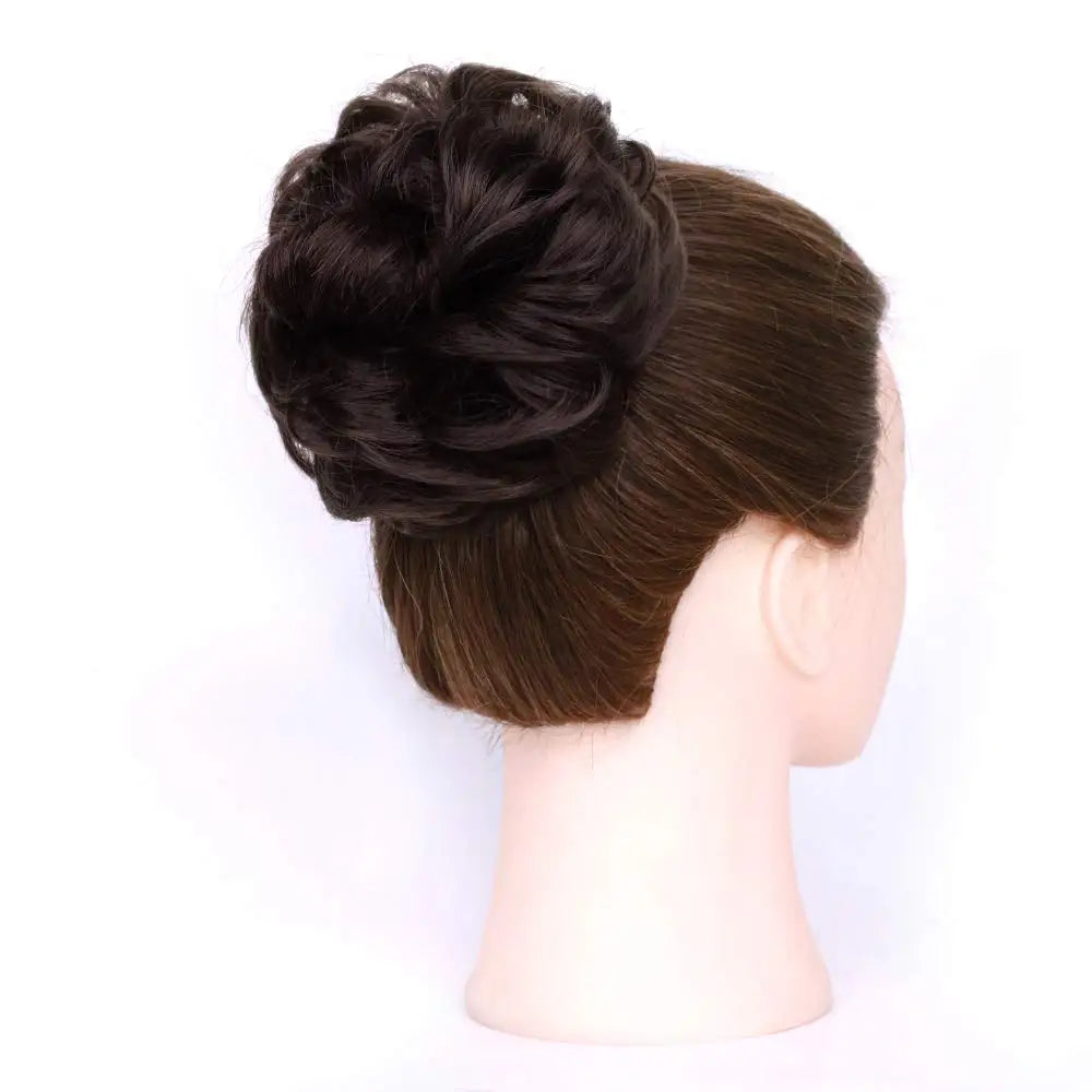 Synthetic Hair Bun Wig Ladies Ponytail Hair Extension Scrunchie Elastic Wave Curly Hairpieces Scrunchie Wrap