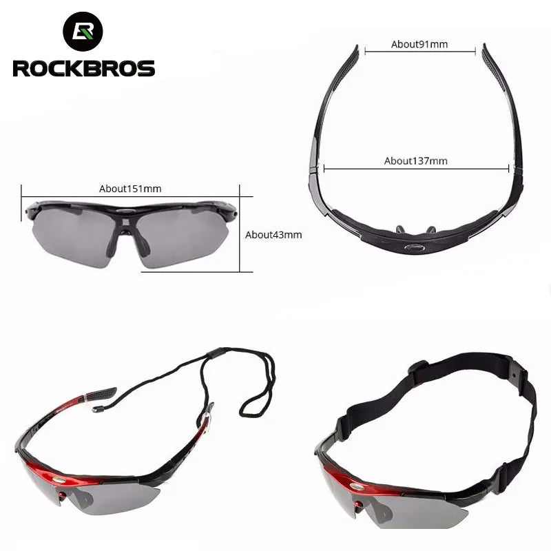 ROCKBROS الدراجات نظارات بعدسات مستقطبة الدراجة اللونية في الهواء الطلق نظارات شمسية رياضية الجبلية PC نظارات نظارات 5/3 عدسة دراجة الملحقات