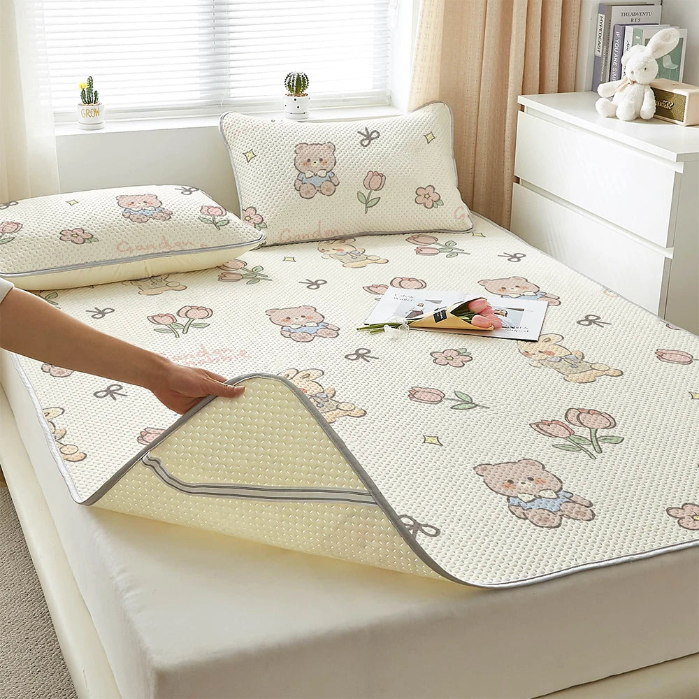 YanYangTian Cartoon Bed Mattress Pad Mat Air Conditioner Soft Bedding Set Quilted Protector Non-slip Pad 150 Fully wrapped sheet