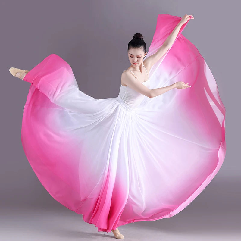 360-720 Degree Ballet Dance Skirts Big Swing Women Elegant Gradient Flowy Skirt Gymnastics Practice Classical Dance Costume