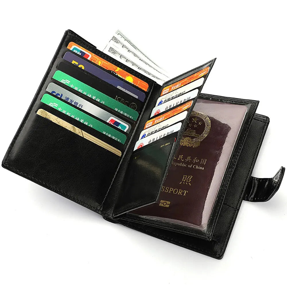 Stylish Travel Passport Bag Multi-Card Card Holder Portable Multi-Function Men's Wallet