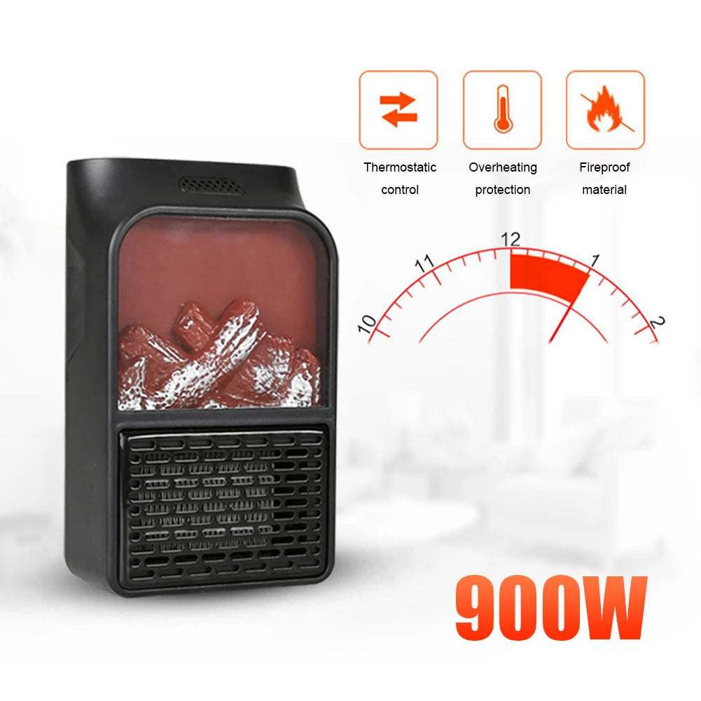 3D Flame Mini Electric Stove Heater 900W Портативная плита, теплый обогреватель с дистанционным управлением, настенный обогреватель для зимней домашней спальни