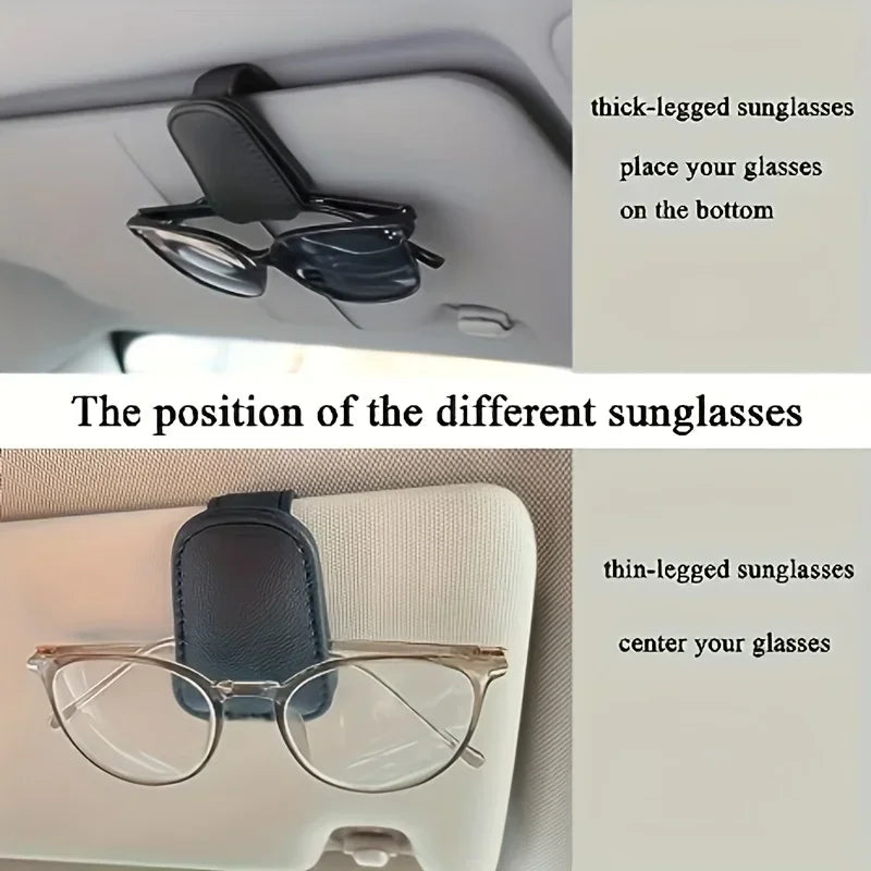 1Pcs sunglasses holder is suitable for car sunshades - magnetic leather sunglasses clip and ticket clip - car sunshade accessori