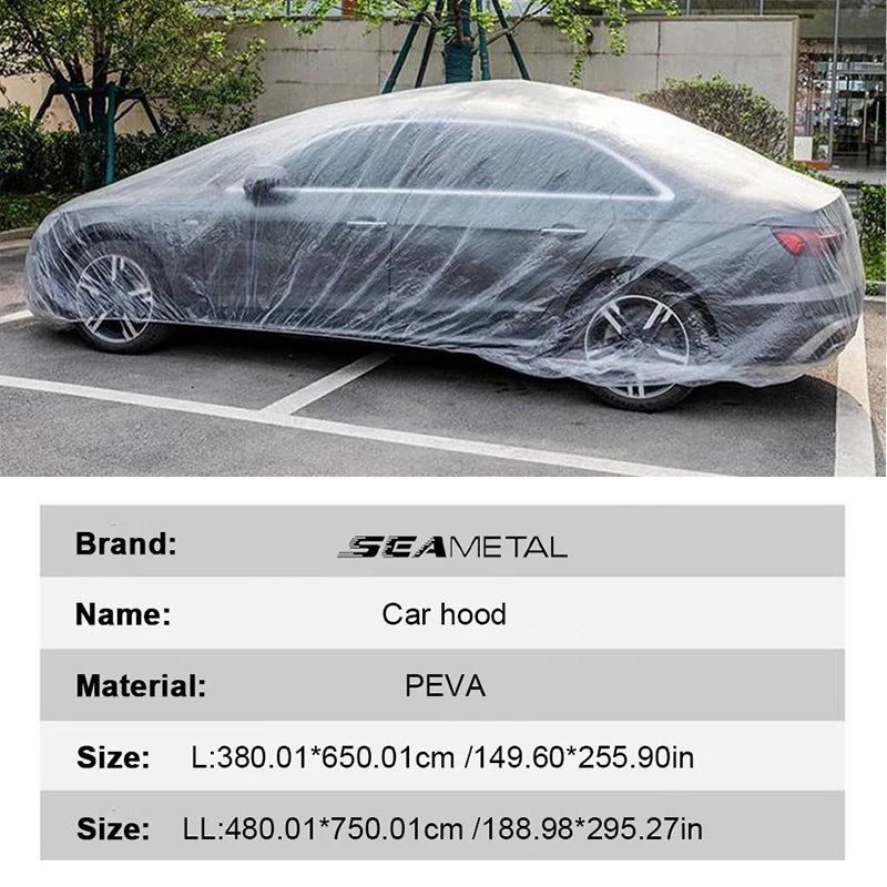 SEAMETAL Disposable Car Cover Indoor Dustproof PEVA Car Cover Transparent Soft Scratch-Free Auto Exterior Protector Universal