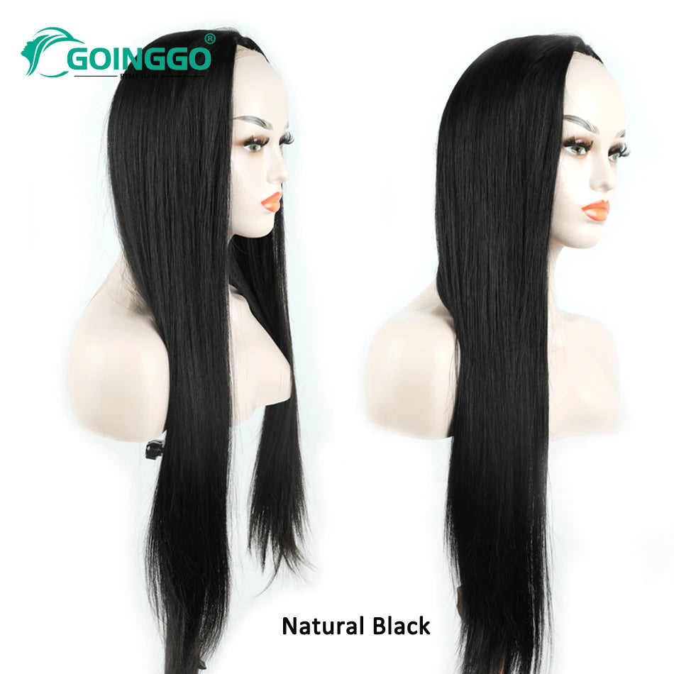 3/4 Human Hair Half Wig Machine Made Straight Long Hair 14-28inch Brazilian Remy Hair Half Head Wigs For Women Cover White Hair