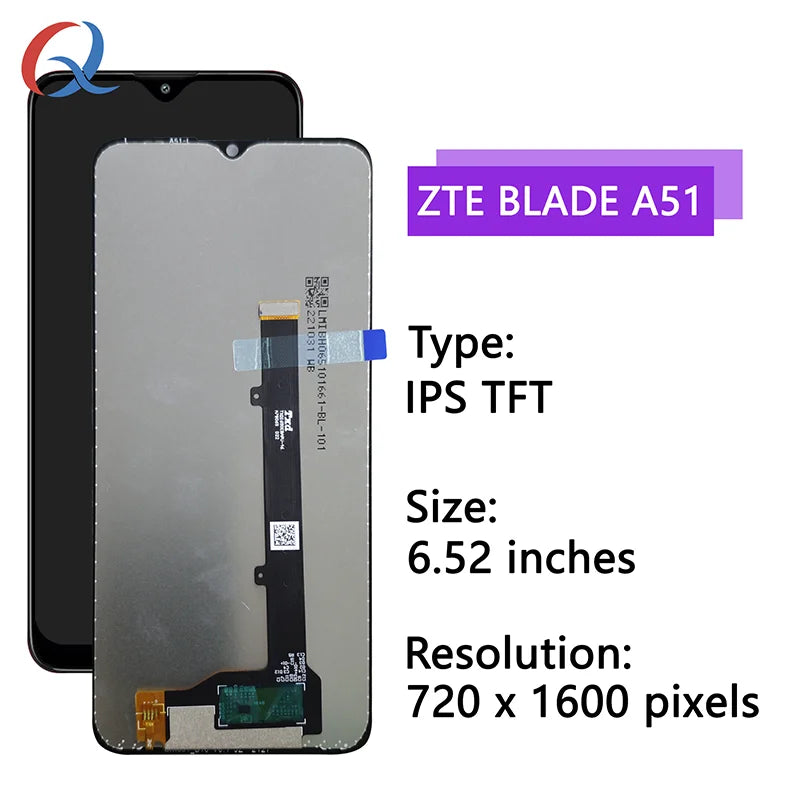 6,52-дюймовый ЖК-дисплей для мобильного телефона ZTE Blade A51 с сенсорным экраном и цифровым преобразователем Pantalla для дисплея ZTE Blade A51