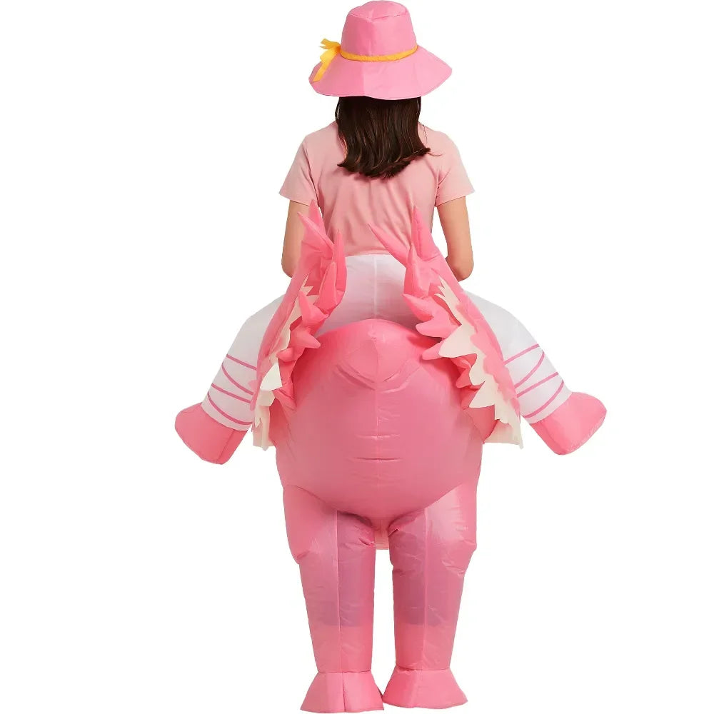 Flamingo Inflatable Costume Christms Mascot Halloween Costume for Women Adults Kids Cartoon Anime Mascot Cosplay for Party