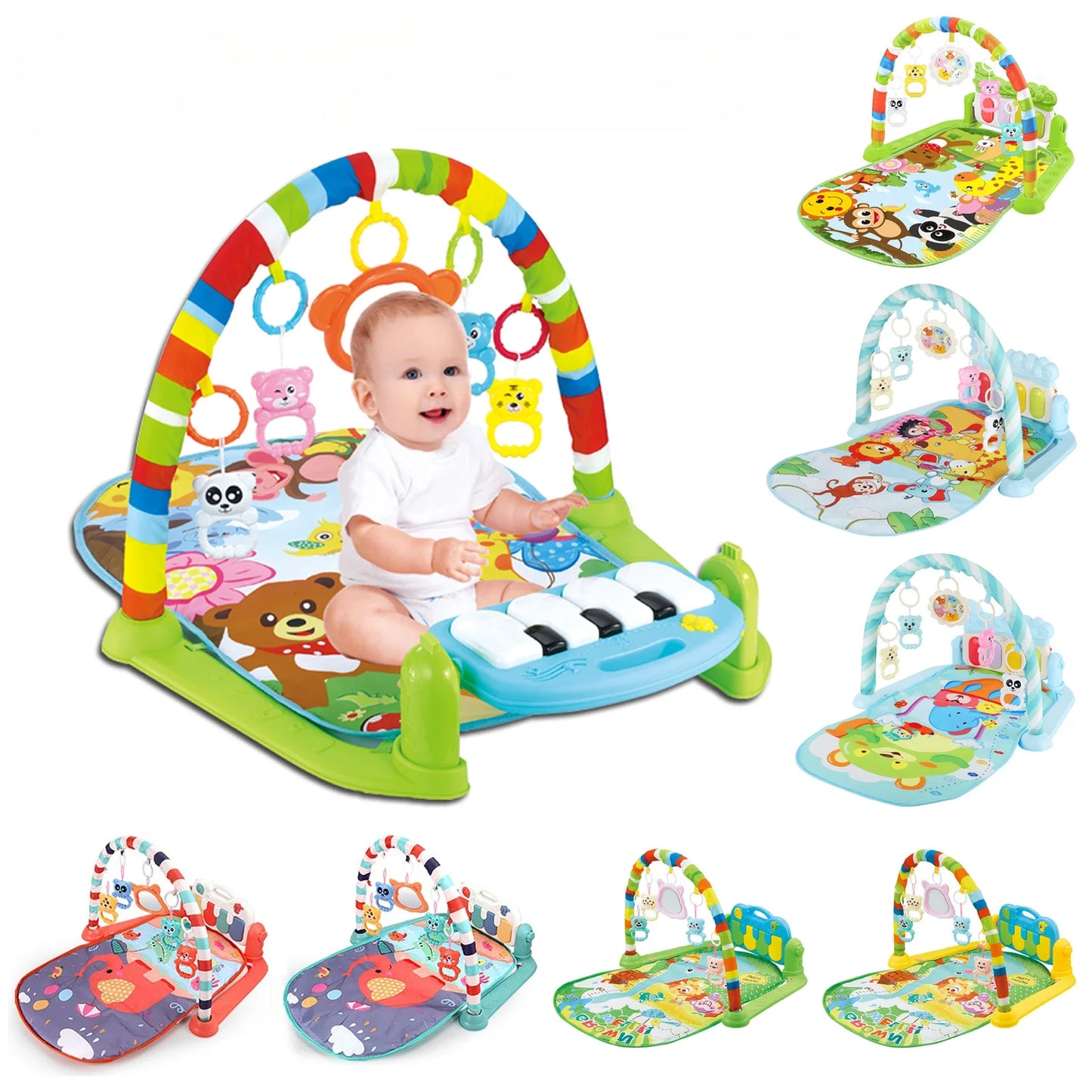 Baby Gyms & Playmats 5 In 1 Baby Gym Play Mat Non-Slip Playmat Baby Tummy Time Mats With Colorful Toys And Music For 0-36 Months