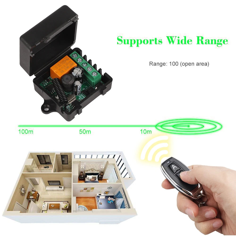 433Mhz RF Remote Control Wireless Switch DC 12V 24V 36V 10A 1CH RF Relay Receiver and 2CH Transmitter Kit For Intelligent Home