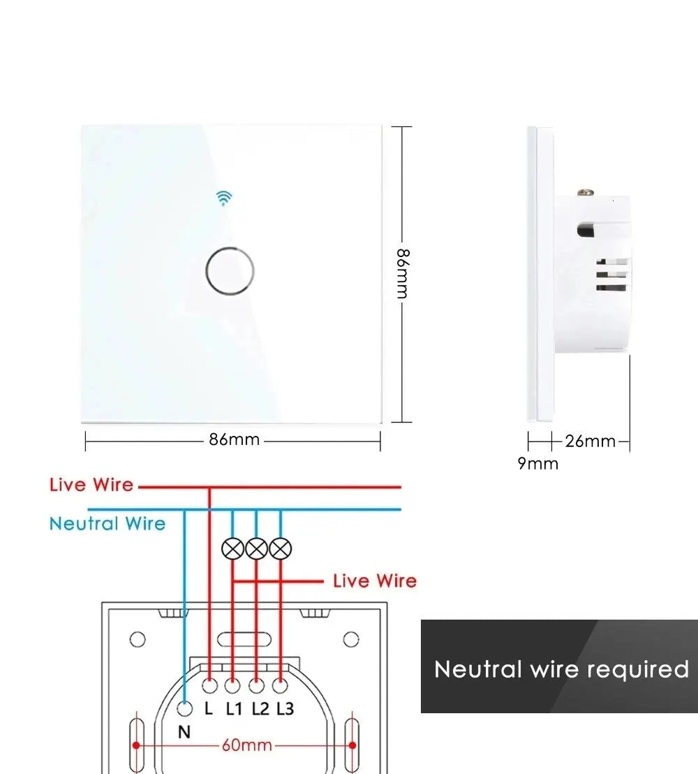 Сенсорный выключатель Tuya WiFi Light Wall Smart Switch для ЕС Smart Home Life Alexa Google Home 433RF WiFi Remote 1/2/3 Gang