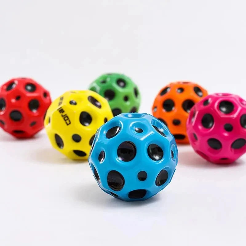 High Resilience Hole Ball Soft Bouncy Ball Anti-fall Moon Shape Porous Bouncy Ball Kids Outdoor Sport Toy Ergonomic Squeeze Ball