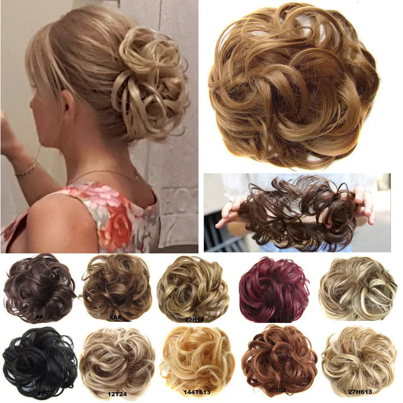 Jeedou Messy Bun Chignon Donut Hair Pad Elastic Hair Rope Rubber Band Synthetic Hairpiece Hair Accessories for Women