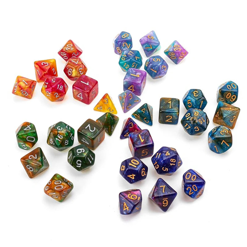 140/105/70/42/21Pcs Multicolour Dice Set Random Color Polyhedral RPG DND Role Playing Dragons Board Game Multiple Dice with Bags