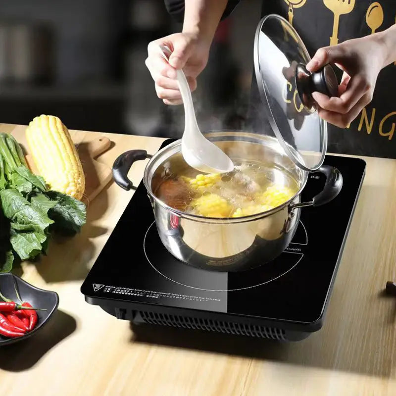 Electric Magnetic Induction Cooker Household Waterproof Small Hot Pot Heating Stove Touchpad Stir-fry Dish Cooking Oven