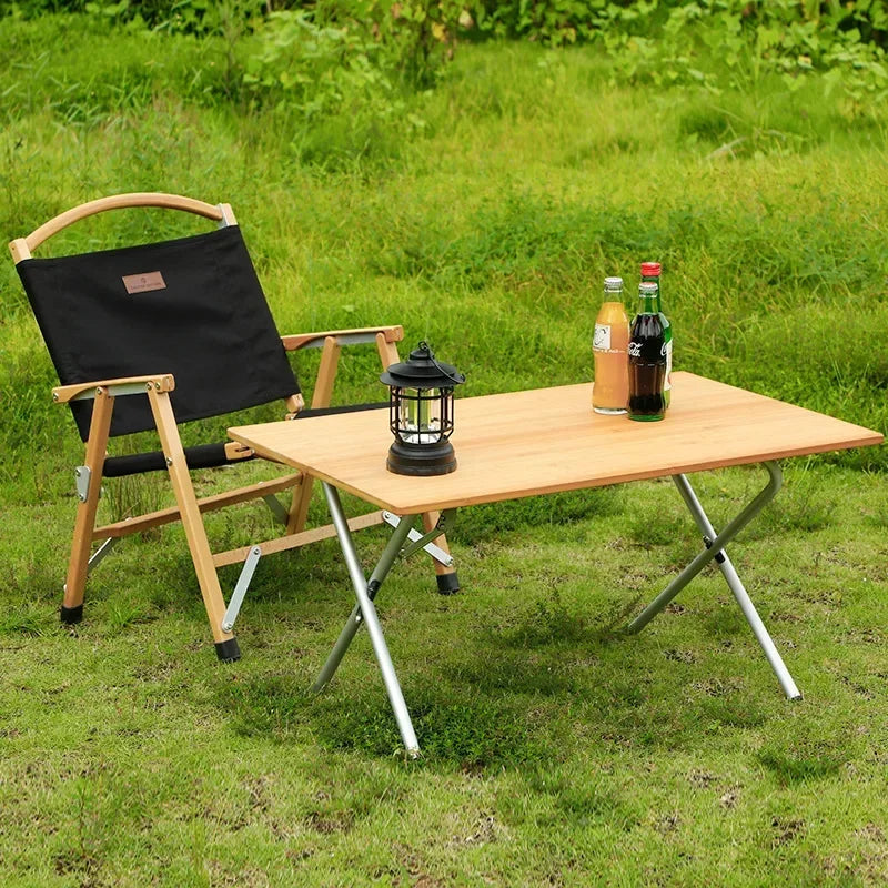 Outdoor Camping Table Wood Grain Egg Roll Folding Table Picnic Desk Ultralight Portable Beach Table Tourist Coffee Tables