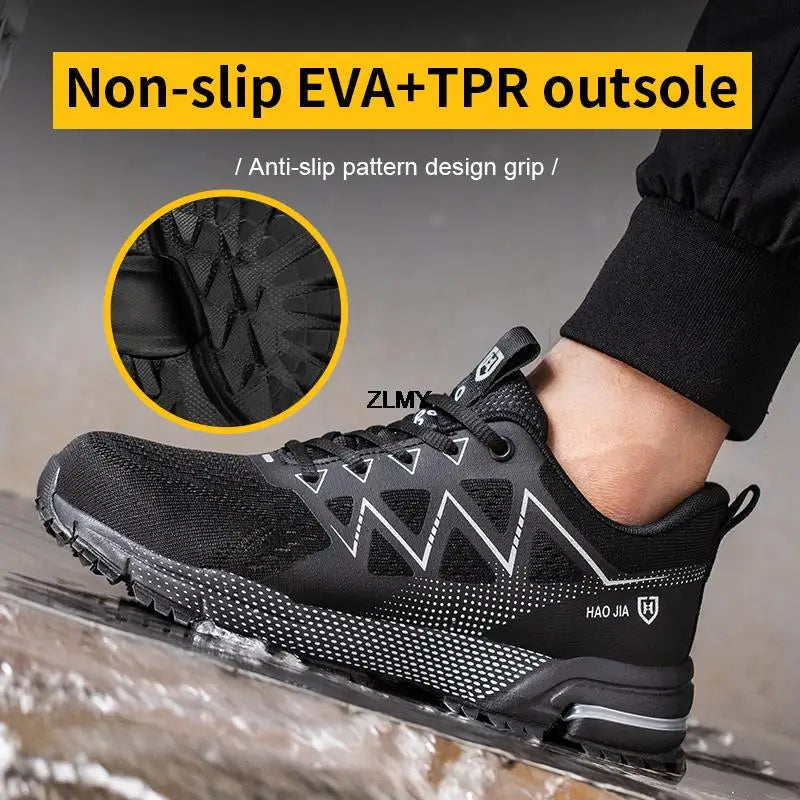 Anti-stab Safety Shoes Men Steel Toe Shoes Puncture Proof Breathable Work Safety Boots Man Construction Work Shoes Male Sneakers