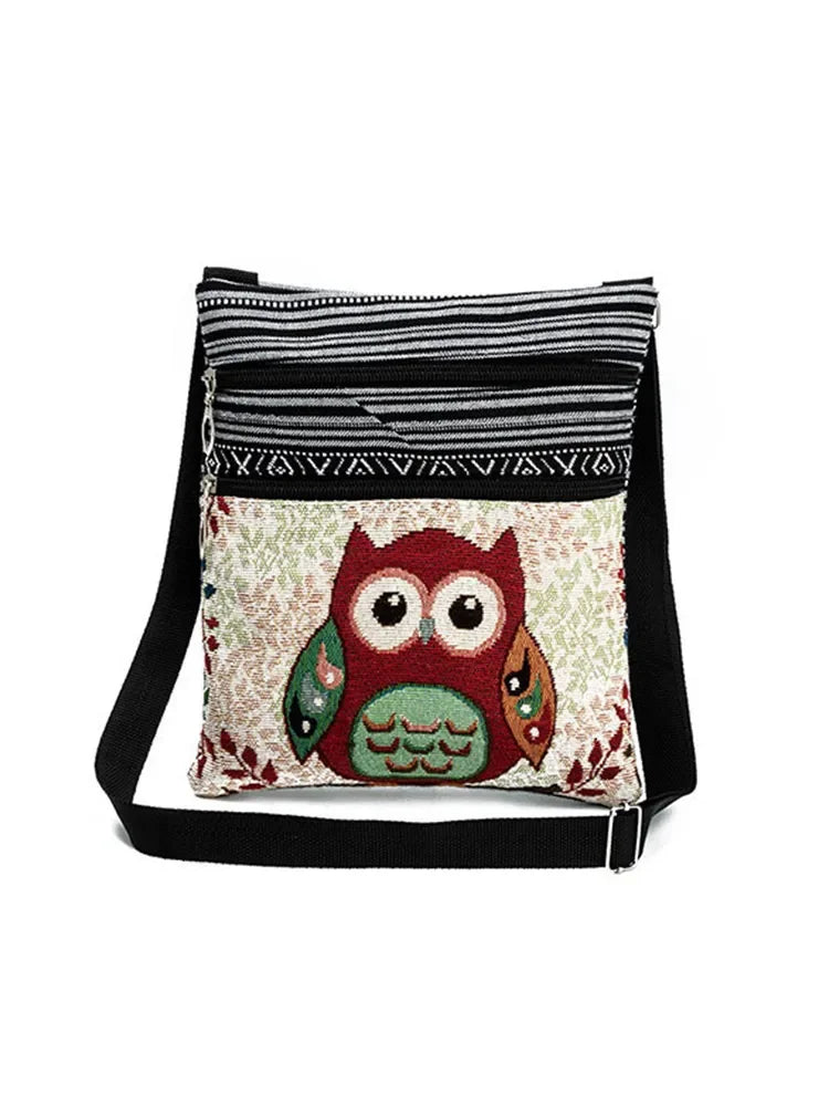 2023 Fashion Trend Owl Pattern Woven Embroidery Crossbody Ethnic Ladies Shoulder Bag For Women