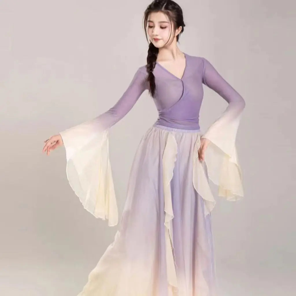 Classical Dance Costume Fairy Purple Suit Daily Practice Dress Loose Flowing Gauze Chinese Dance Performance Stage Dancewear