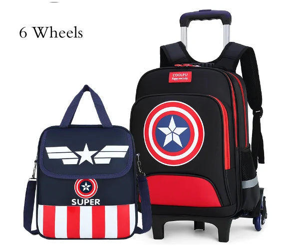 Kids Primary School wheeled backpack set with handbag School Trolley Backpack Bag Set School Rolling Luggage Backpack for Boys