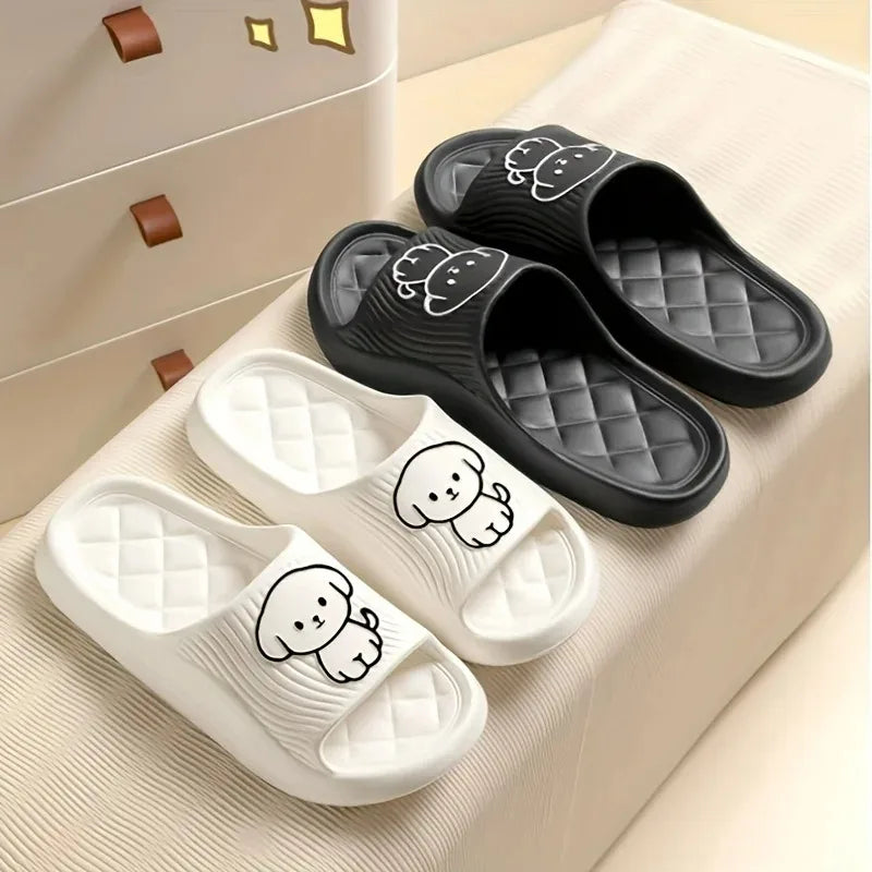 Cute Carton Slippers Bathroom Slippers Cloud Cushion Slides Summer Soft Thick Platform Home Men Indoor Non-slip Flat Flip Flops