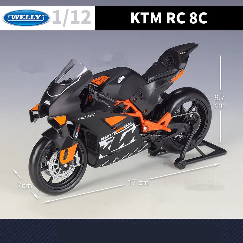 دراجة نارية رياضية من طراز Welly 1:12 KTM RC 8C مصنوعة من خليط معدني لسباقات الطرق الوعرة، هدية للأطفال