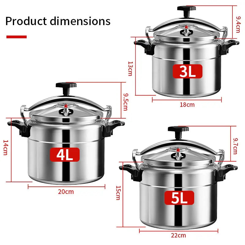 Aluminum Pressure Cooker 3L/4L/5L Safe Explosion Proof Pressure Canner with Easy Lock Lid Fast Pressure Cooker for Gas Stove