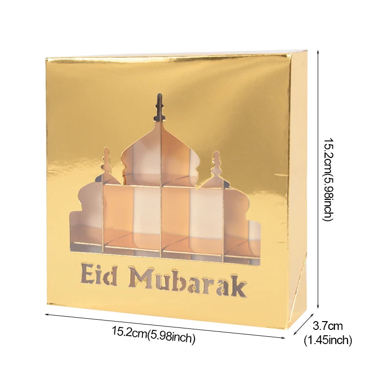 1-5Pcs Eid Mubarak Gift Box Candy Cake Chocolate Packaging Box Ramadan Kareem Home Decoration 2023 Islamic Muslim Party Supplies