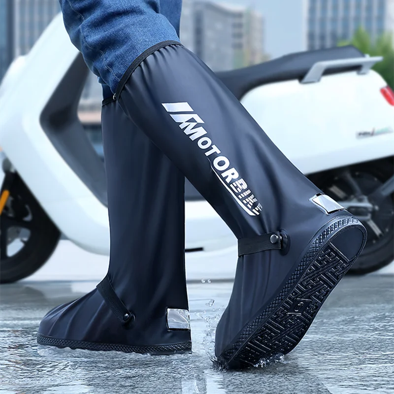 Motorcycle High Tube Rain Boots Waterproof Reflective Non-Slip Footwear Motorbike Cycling Bike Reusable Protection Accessories