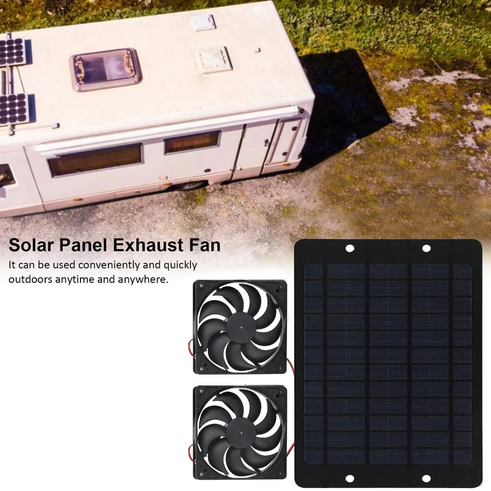 12V Solar Exhaust Fan 6 Inch Mini Ventilator Solar Panel Powered Fan Air Extractor for Dog Chicken House RV Greenhouse Fan