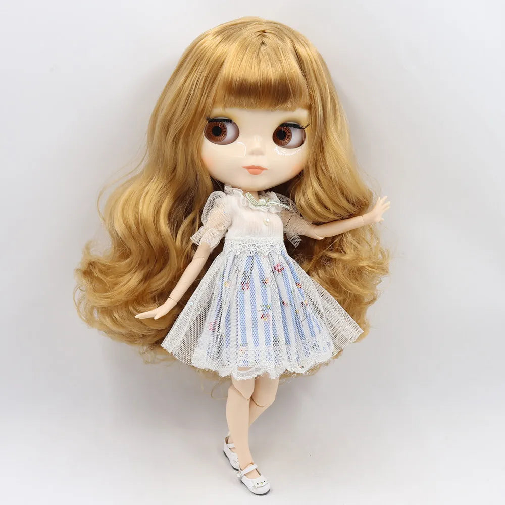 Кукла ICY DBS Blyth 1/6 BJD Индивидуальное голое шарнирное тело с белой кожей, глянцевое лицо, синий фон - матовое лицо, подарок для девочки, игрушка