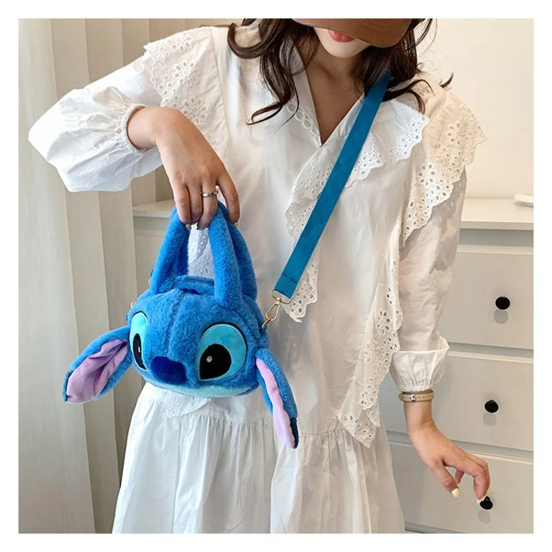 Disney New Lilo &amp; Stitch Мягкие игрушки Kawaii Plush Messenger Bag Сумочка для девочек Мягкие игрушки из аниме Детские мультяшные плюшевые мягкие сумки