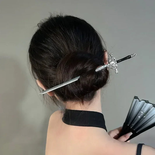 New Punk Metal Sword Hairpin Chinese Simple Hair Sticks for Women DIY Hairstyle Design Tools Accessories Dropshipping