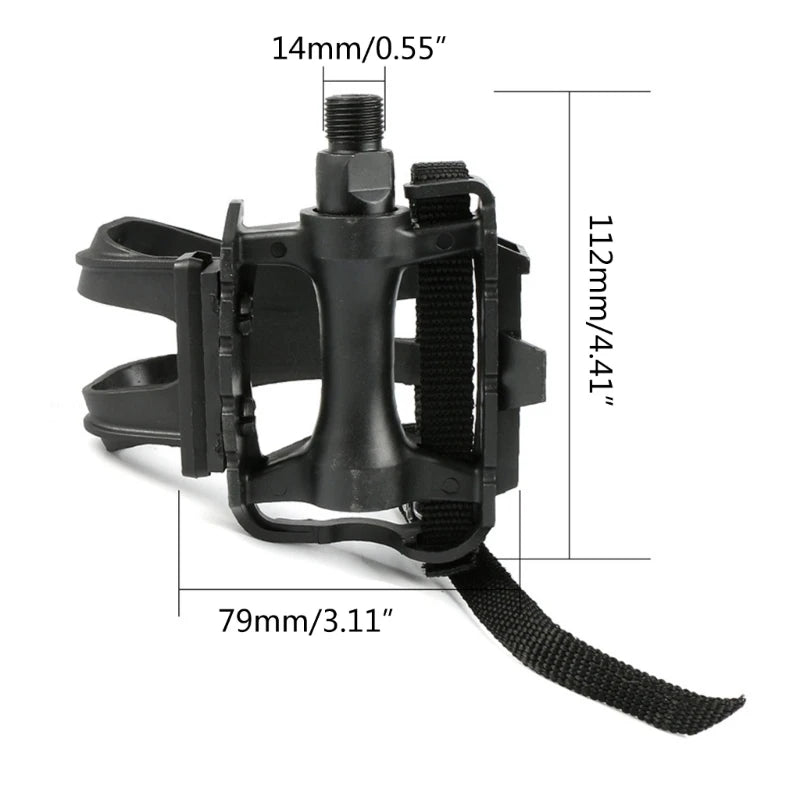 Bike Pedals With Clip & Straps Bicycles Toe Clip Cage Indoor Exercise Spin Bike Pedals For Fitness Indoor Exercise Bikes