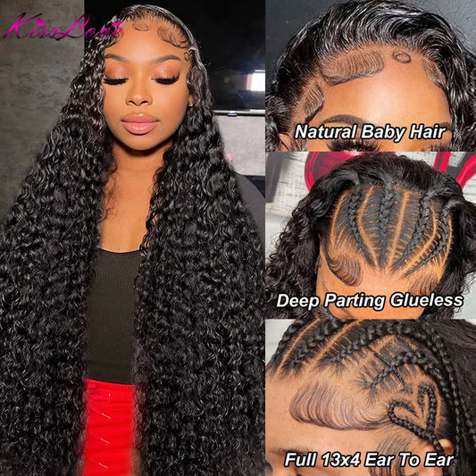 Deep Wave 13x6/13x4 HD Transparent Lace Front Human Hair Wigs 360 Lace Frontal Wig Cury Hair Glueless 5x5 HD Lace Closure Wigs