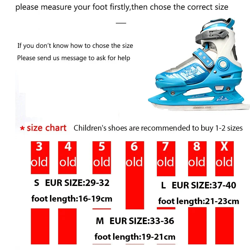 New Beginners Breathable Adjustable Winter Ice Blade Speed Skates Shoes Children Ice Blade Warm Thermal Ice Hockey Skating Shoes