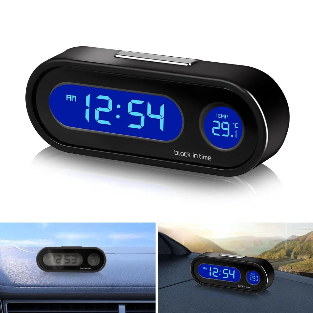 Mini Electronic Car Clock Time Watch Auto Dashboard Clocks Luminous Thermometer LCD Backlight Digital Display Car Accessories