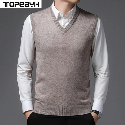 New Men's Cashmere Sweater Vest V-neck Sweater Large Size  Men's Knitted Vest