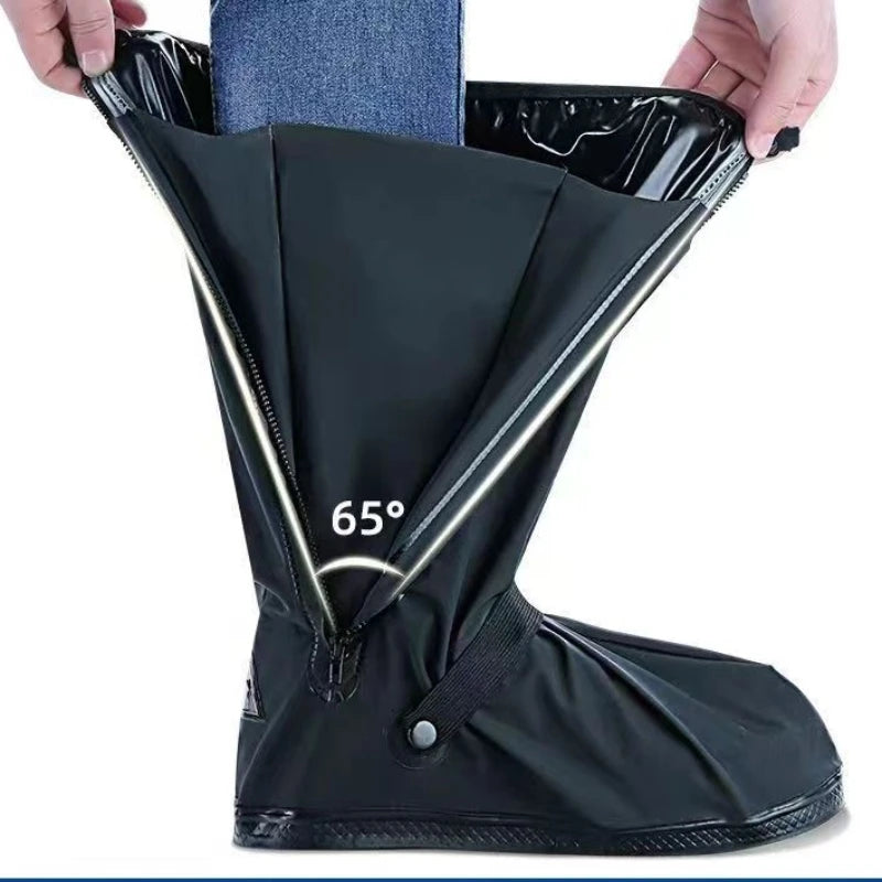 Rain Boot Shoe Cover Black Waterproof with Reflector High Top Clear Shoes Dust Covers for Motorcycle Bike Rain Cover Men Women