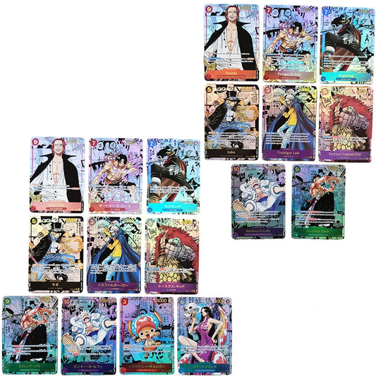 أنمي ون بيس النسخة الإنجليزية اليابانية OPCG Comics Replica Zoro Ace Shanks Nika Luffy Kid Law Game Anime Collection Cards